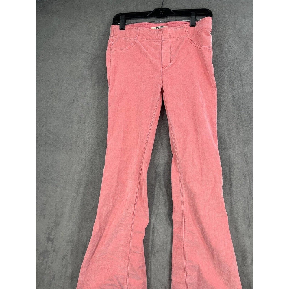 New Free People Penny Pull On Mid Rise Corduroy Flare Pants Pink Size 25 - Picture 2 of 8